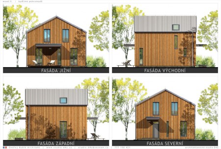 WOOD II. | Na ortogonálních pohledech domu vynikne vertikální členění fasády. 